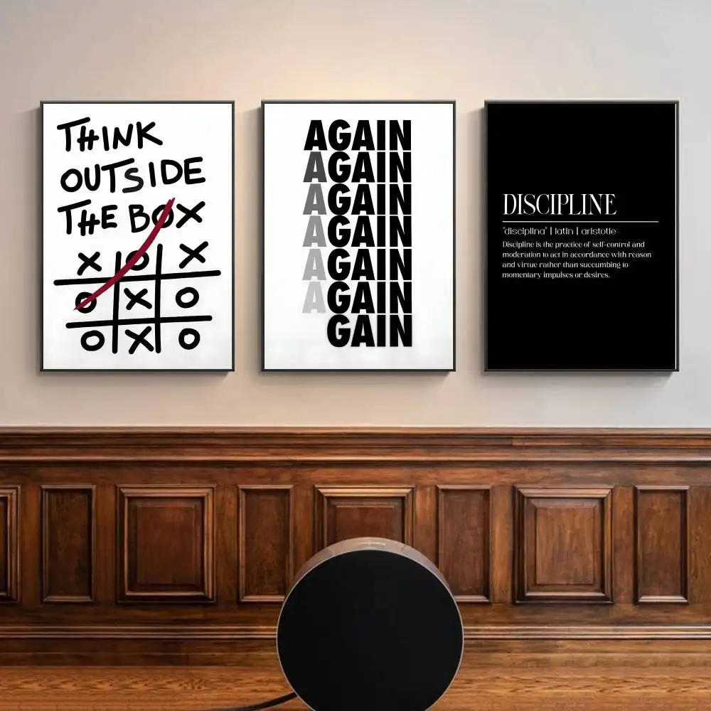 검은색과 흰색을 사용한 영감을 주는 문구가 담긴 벽 장 - Home Office Room Inspiration 리뷰 및 가격