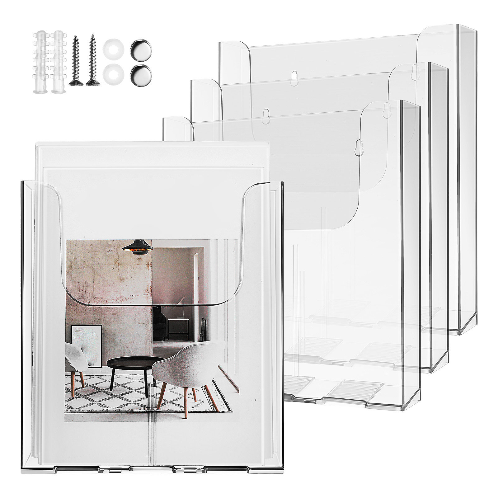 4개 세트, 아크릴 소재 벽걸이형 문서 정리대, 투명  - Document Holder Stand 리뷰 및 가격
